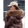 Dámska hnedá zimná prešívaná bunda s kapucňou WINTERCHIC (Veľkosť S)