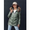 Dámska zelená zimná prešívaná bunda s kapucňou WINTERCHIC (Veľkosť S)