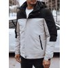 Sivo-čierna pánska zimná bunda s kapucňou