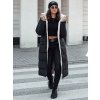 Dámska obojstranná čierno-smotanová dlhá zimná prešívaná bunda s kapucňou GLAMPUFF