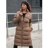 Dámska béžová dlhá prešívaná bunda FABWARM