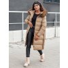 Dámska béžová zimná prešívaná bunda STYLEBELLA s kožúškom