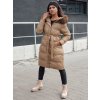 Dámska béžová zimná prešívaná bunda STYLEBELLA s kožúškom