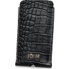 SOLIER Čierne kožené púzdro pre iphone 12, 13, 14 s imitáciou krokodílej kože (Veľkosť ONE SIZE)
