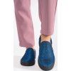Modré brokátové tenisky slip-on