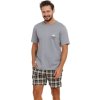 Sivé krátke pyžamo s károvanými šortkami