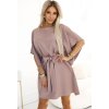 Elegantné mocca šaty NICOLA s pásikom