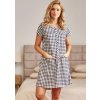 Dámska bielo-čierna kockovaná asymetrická dojčiaca / tehotenská nočná košeľa Doctor Nap