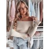 Béžový dámsky sveter s odhalenými ramenami SHOWIT