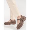 Hnedé semišové poltopánky na platforme, podpätok 4 cm