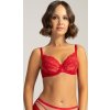 Červená čipková push-up podprsenka s kosticami Ava