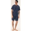 Pánske krátke pyžamo so vzorovanými kraťasmi Henderson Core (Veľkosť M, Barva tmavomodrá)