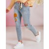 Svetlomodré dámske slim fit džínsy s odreninami a nášivkami GIRLHOOD