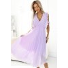 Elegantné svetlofialové šaty BRENDA s plisovanou sukňou