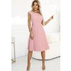 Púdrovo ružové šaty s plisovanou sukňou CELESTE