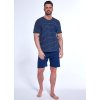 Tmavomodré pánske krátke pyžamo s pruhovaným tričkom Cornette