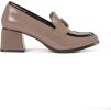 Taupe dámske poltopánky na podpätku, podpätok 5 cm