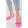 Ružové ploché dámske baleríny s lakovanou špičkou