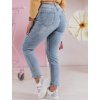 Modré dámske slim fit džínsy s kvetinovou potlačou FLORENSSO