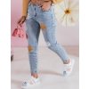 Modré dámske slim fit džínsy s kvetinovou potlačou FLORENSSO