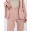Svetloružové dámske spoločenské nohavice s vreckami a opaskom