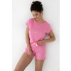 Ružové dámske krátke pyžamo s potlačou na tričku Sensis Pola
