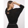 Čierny dásmky oversized sveter s mašľou na chrbte (Veľkosť ONE SIZE)