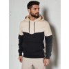 Béžovo-čierna pánska basic mikina s kapucňou