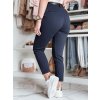 Tmavomodré dámske slim fit nohavice s vysokým pásom