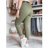 Khaki dámske slim fit nohavice s vysokým pásom