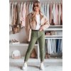 Khaki dámske slim fit nohavice s vysokým pásom