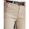 Béžové dámske slim fit nohavice s vysokým pásom