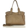 MARCO MAZZINI Béžová dámska kožená kabelka s vonkajšími vreckami (Veľkosť ONE SIZE)