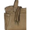 MARCO MAZZINI Béžová dámska kožená kabelka s vonkajšími vreckami (Veľkosť ONE SIZE)