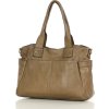 MARCO MAZZINI Béžová dámska kožená kabelka s vonkajšími vreckami (Veľkosť ONE SIZE)