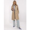Béžový dámsky trenčkot s košeľovou vsadkou
