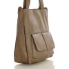 MARCO MAZZINI Taupe dámska kožená shopper kabelka (Veľkosť ONE SIZE)