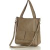 MARCO MAZZINI Taupe dámska kožená shopper kabelka (Veľkosť ONE SIZE)