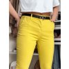 Horčicové dámske slim fit nohavice s opaskom LINESKA