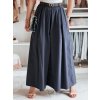 Tmavomodré dámske široké nohavice-sukňa FLOWES