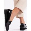 Čierne dámske lakované lordsy na kline (Veľkosť 36)