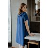 Elegantné dámske tmavo modré midi šaty s golierom (Rozmiar S)