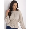 Béžová dámska elegantná blúzka s naberaným pásom