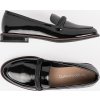 Čierne dámske lakované mokasíny s koženou stielkou Sergio Leone