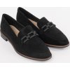 Semišové dámske čierne mokasíny s retiazkou Sergio Leone
