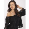 Čierna dámska krátka čipkovaná španielska blúzka so zaväzovaním