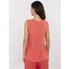 Koralová dámska voľná viskózová blúzka bez rukávov