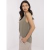 Khaki dámska voľná viskózová blúzka bez rukávov