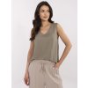 Khaki dámska voľná viskózová blúzka bez rukávov