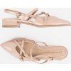 Dámske béžové lakované lodičky s odkrytou pätou, podpätok 3 cm